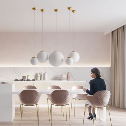 Lustre suspenso com cabo TOYA 1xE27/60W/230V Ø 40 cm branco/dourado
