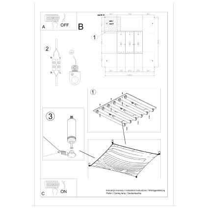Candeeiro de teto LED LUNA 6xG13/8,5W/230V 14x14 cm branco
