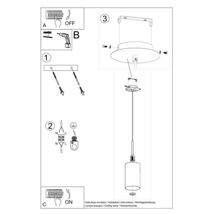 Candelabro suspenso OTTO 1xE27/60W/230V d. 15 cm preto