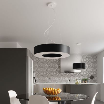 Candelabro suspenso SATURNO SLIM 6xE27/60W/230V d. 70 cm preto