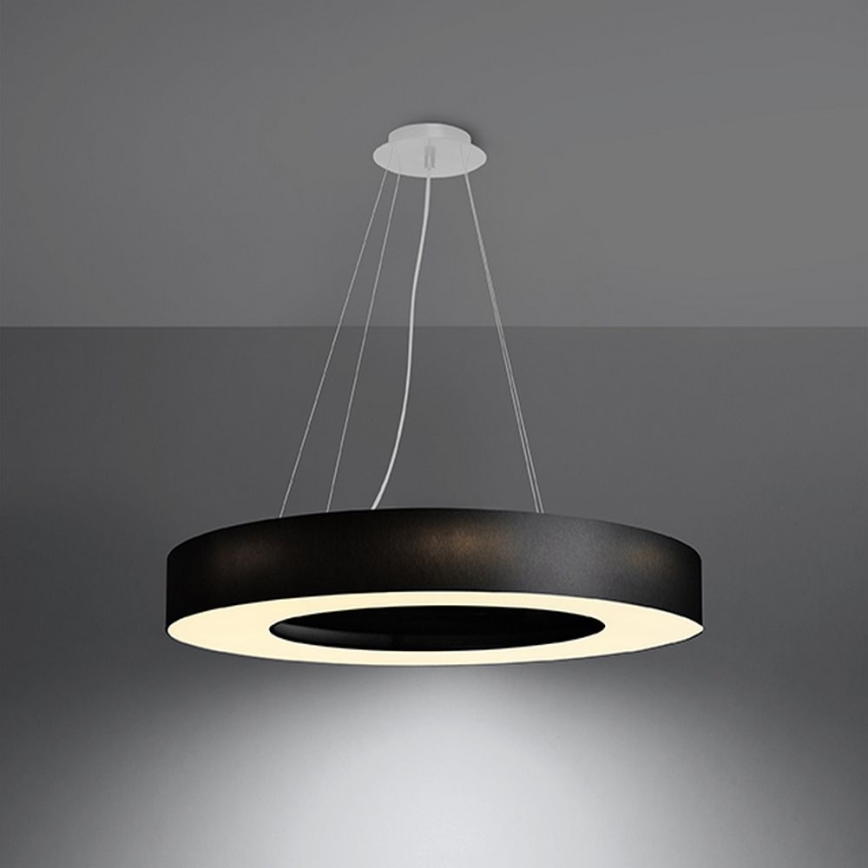 Candelabro suspenso SATURNO SLIM 6xE27/60W/230V d. 70 cm preto