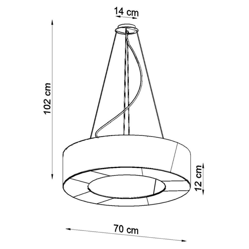 Candelabro suspenso SATURNO SLIM 6xE27/60W/230V d. 70 cm preto