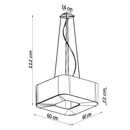 Candelabro suspenso URANO 8xE27/60W/230V 60 cm preto