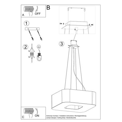 Candelabro suspenso URANO 8xE27/60W/230V 60 cm preto