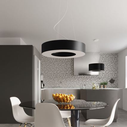 Candelabro suspenso SATURNO 8xE27/60W/230V d. 90 cm preto