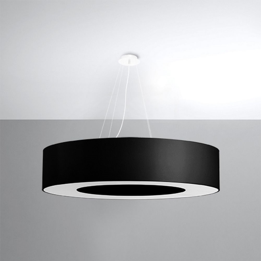 Candelabro suspenso SATURNO 8xE27/60W/230V d. 90 cm preto