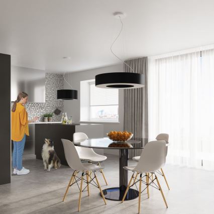 Candelabro suspenso SATURNO SLIM 8xE27/60W/230V d. 90 cm preto