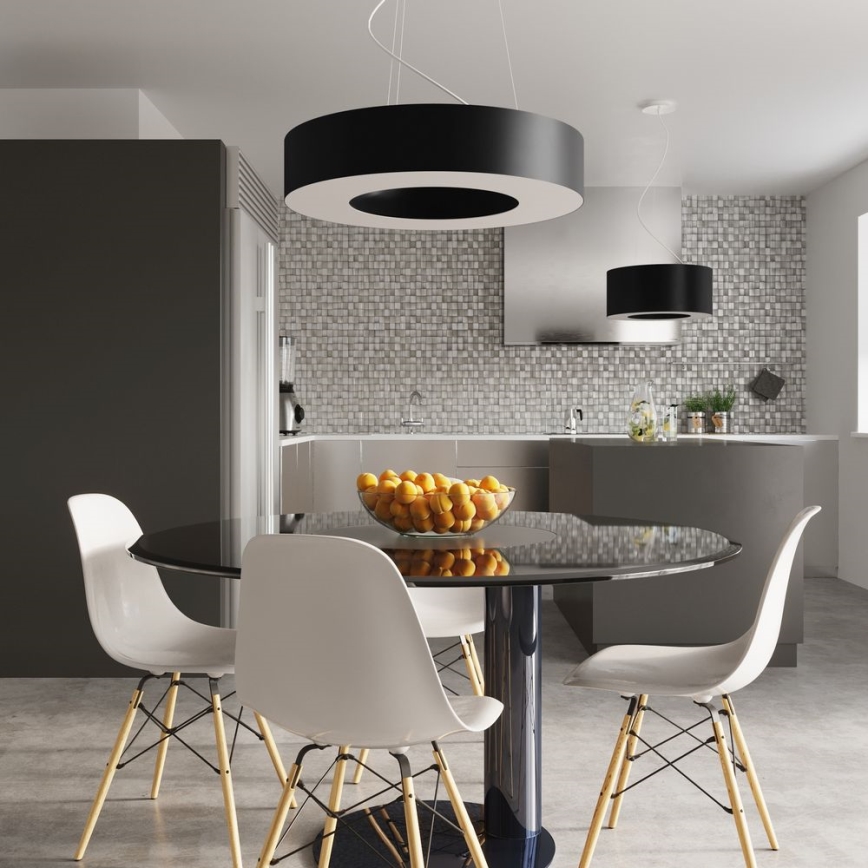 Candelabro suspenso SATURNO SLIM 8xE27/60W/230V d. 90 cm preto