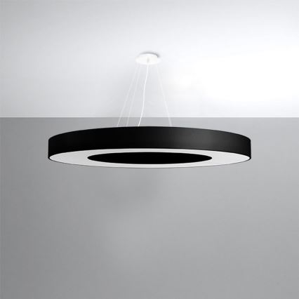 Candelabro suspenso SATURNO SLIM 8xE27/60W/230V d. 90 cm preto