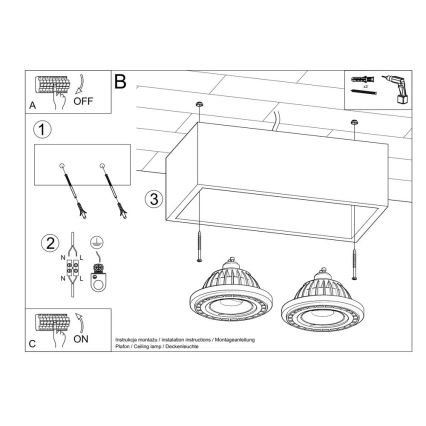 Iluminação de teto QUATRO AR111 2xGU10/40W/230V betão