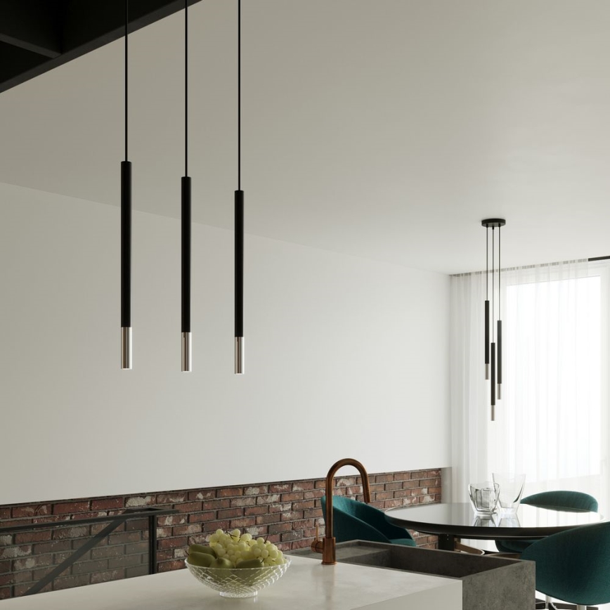 Candeeiro suspenso MOSAIC 3xG9/12W/230V preto/cromado brilhante