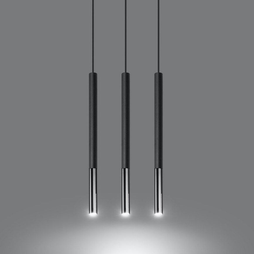 Candeeiro suspenso MOSAIC 3xG9/12W/230V preto/cromado brilhante