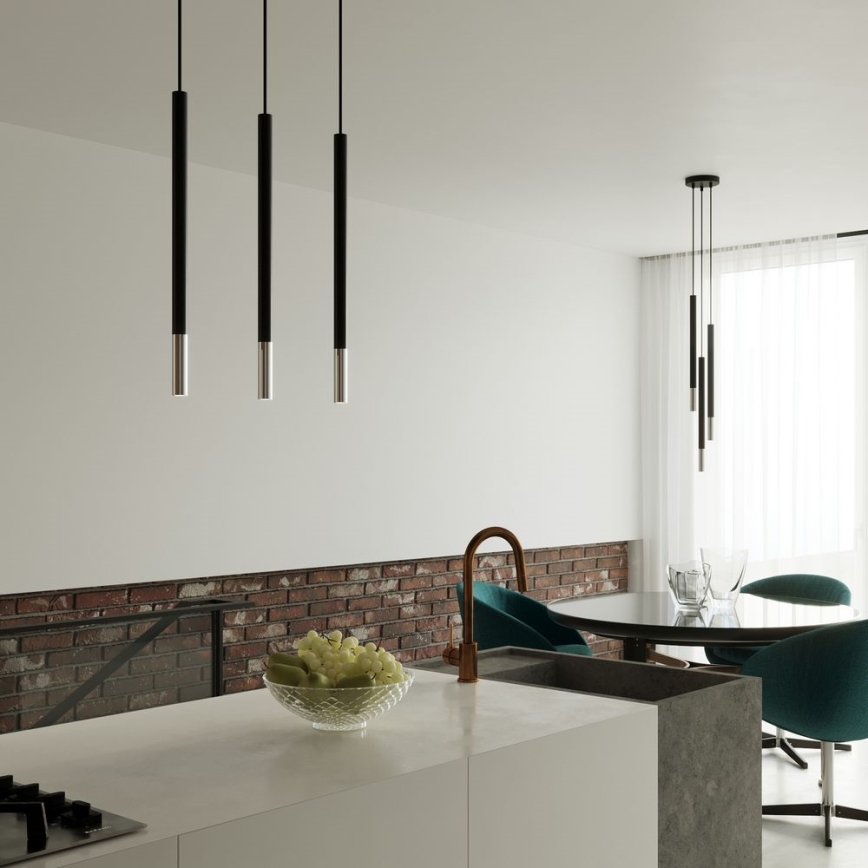 Candeeiro suspenso MOSAIC 3xG9/12W/230V preto/cromado brilhante