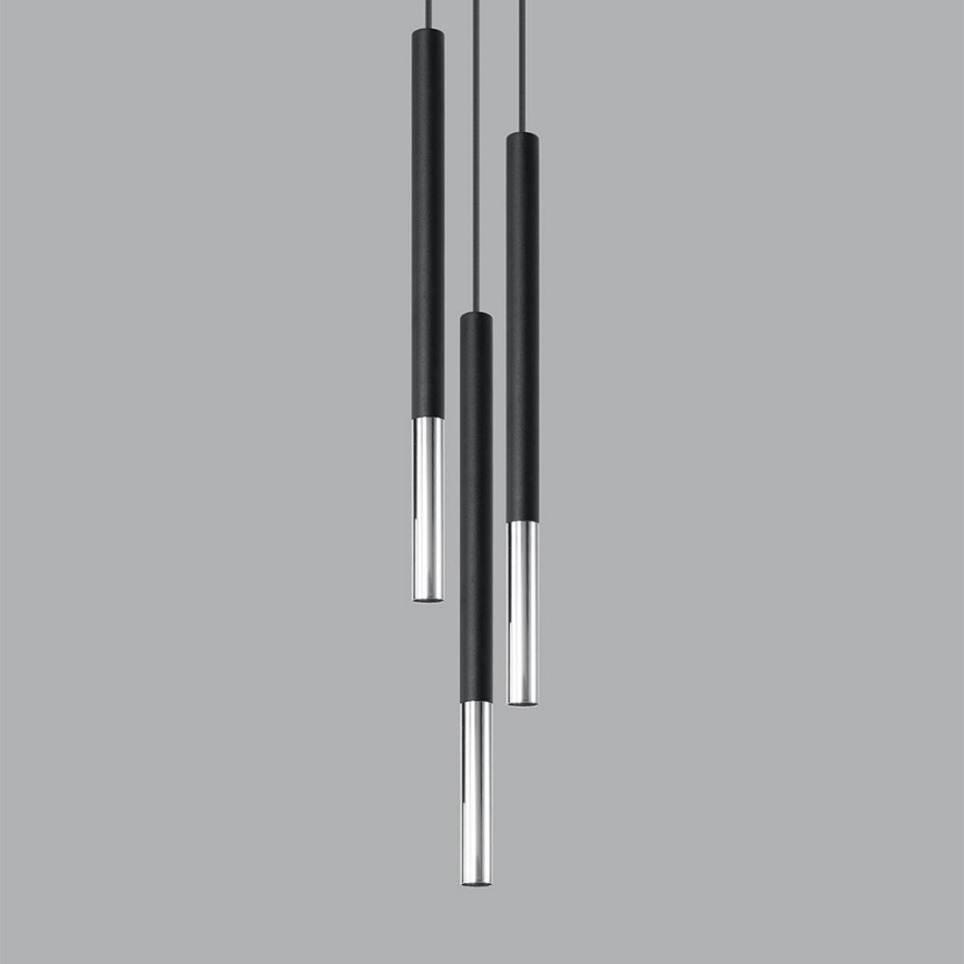 Candeeiro suspenso MOSAIC 3xG9/12W/230V preto/cromado brilhante