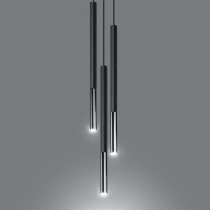 Candeeiro suspenso MOSAIC 3xG9/12W/230V preto/cromado brilhante