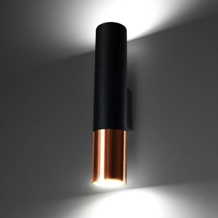 Iluminação de parede LOOPEZ 2xGU10/10W/230V preto/cobre