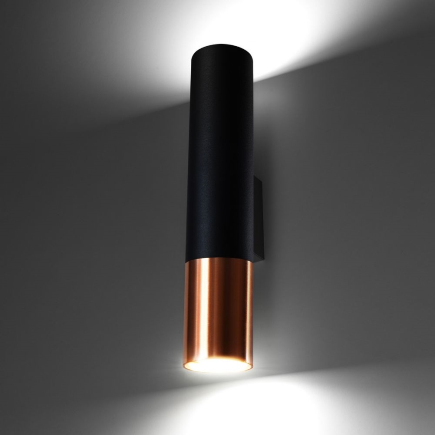 Iluminação de parede LOOPEZ 2xGU10/10W/230V preto/cobre