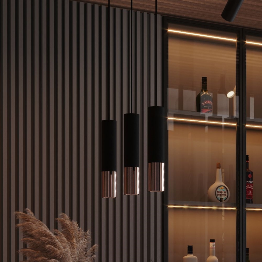 Candeeiro suspenso LOOPEZ 1xGU10/10W/230V preto/cobre