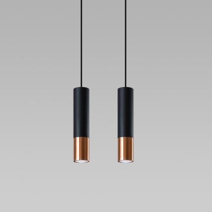 Candeeiro suspenso LOOPEZ 2xGU10/10W/230V preto/cobre