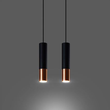 Candeeiro suspenso LOOPEZ 2xGU10/10W/230V preto/cobre