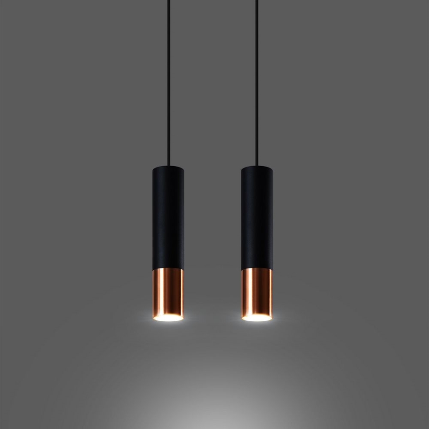 Candeeiro suspenso LOOPEZ 2xGU10/10W/230V preto/cobre