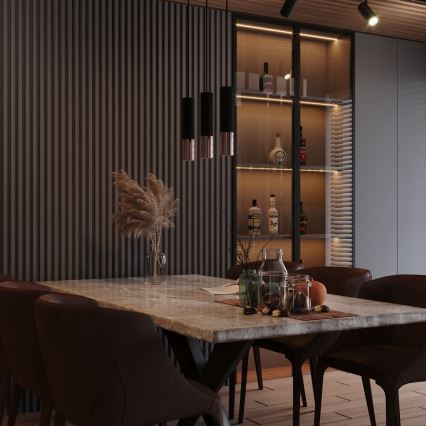 Candeeiro suspenso LOOPEZ 3xGU10/10W/230V preto/cobre