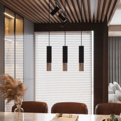 Candeeiro suspenso LOOPEZ 3xGU10/10W/230V preto/cobre