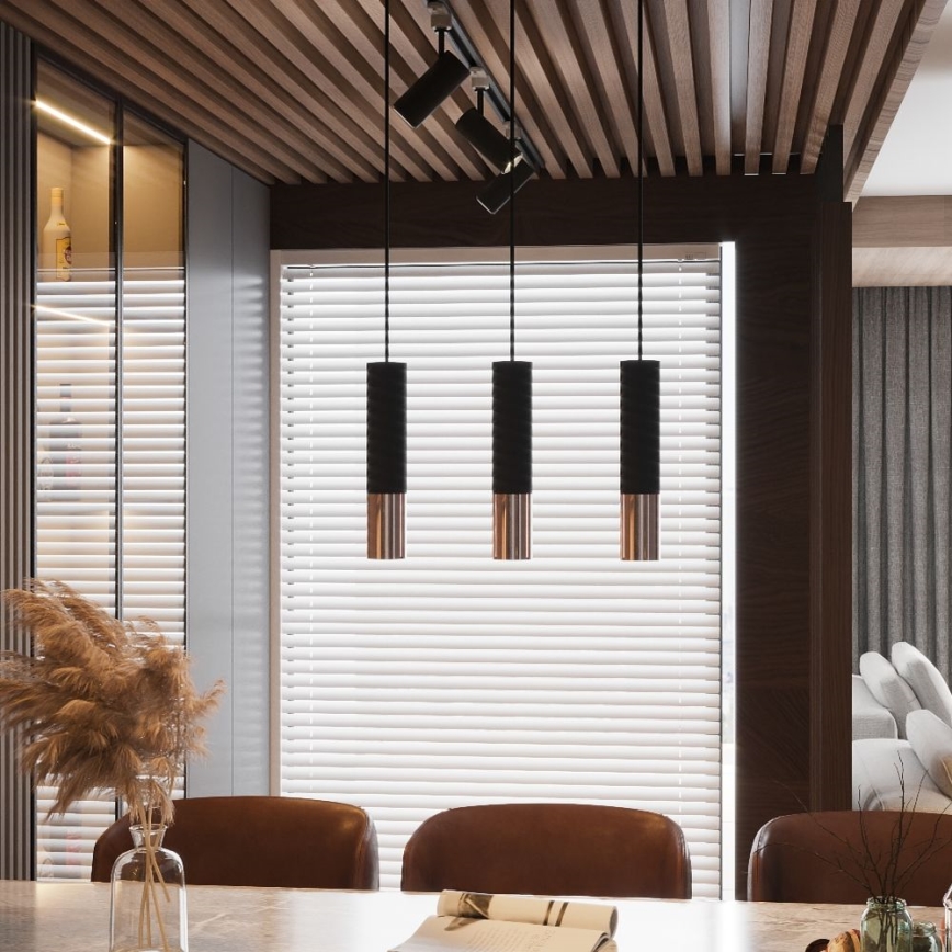 Candeeiro suspenso LOOPEZ 3xGU10/10W/230V preto/cobre