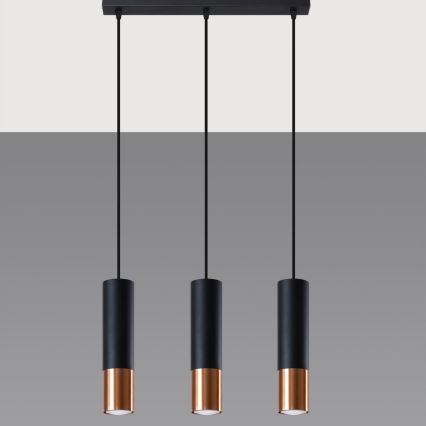 Candeeiro suspenso LOOPEZ 3xGU10/10W/230V preto/cobre