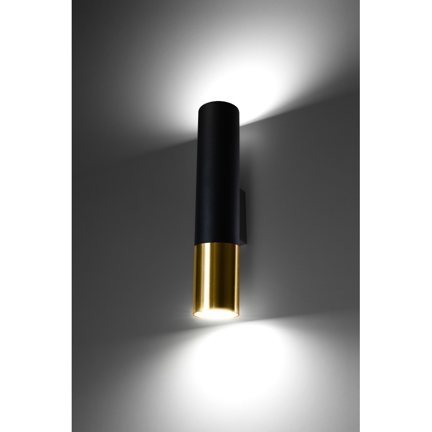 Iluminação de parede LOOPEZ 2xGU10/10W/230V preto/dourado