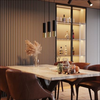 Candelabro suspenso LOOPEZ 1xGU10/40W/230V preto/dourado