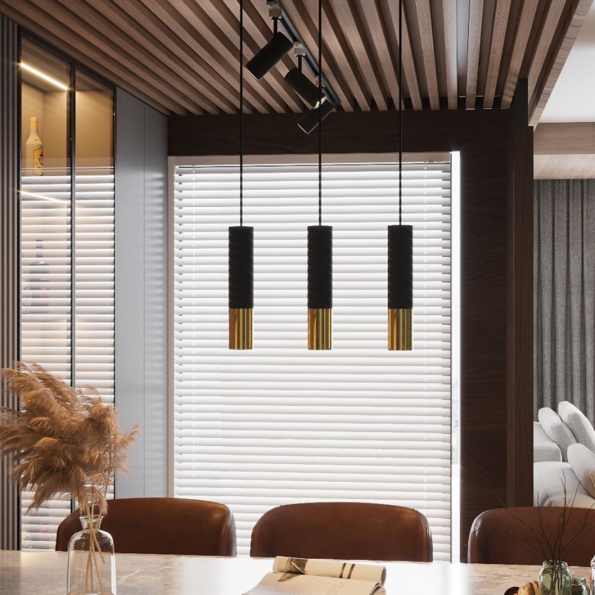 Candelabro suspenso LOOPEZ 1xGU10/40W/230V preto/dourado