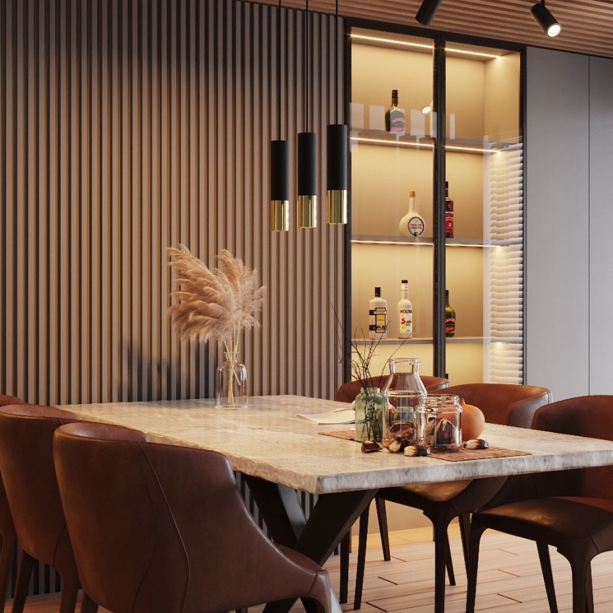 Candeeiro suspenso LOOPEZ 2xGU10/10W/230V preto/dourado