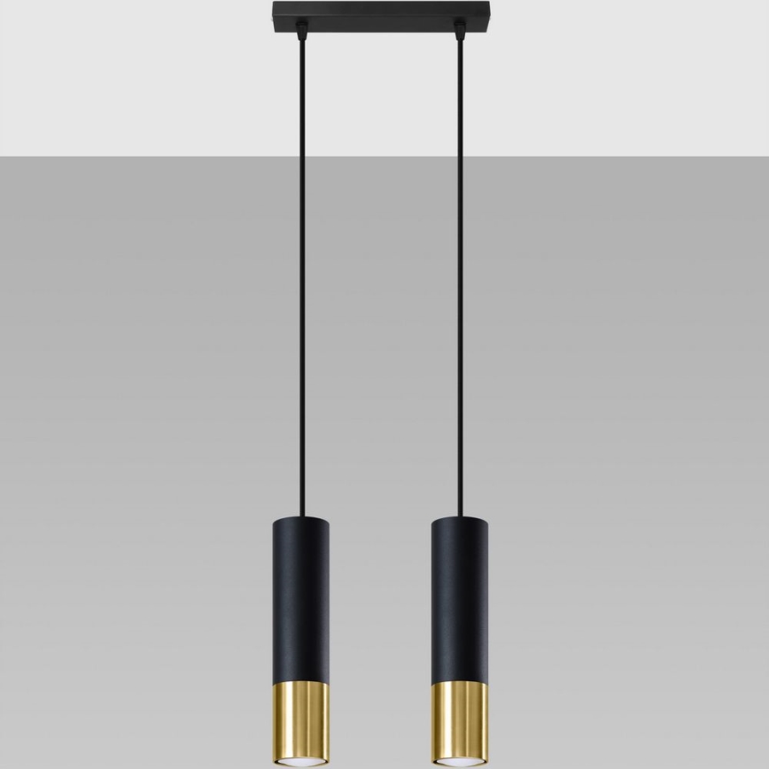 Candeeiro suspenso LOOPEZ 2xGU10/10W/230V preto/dourado