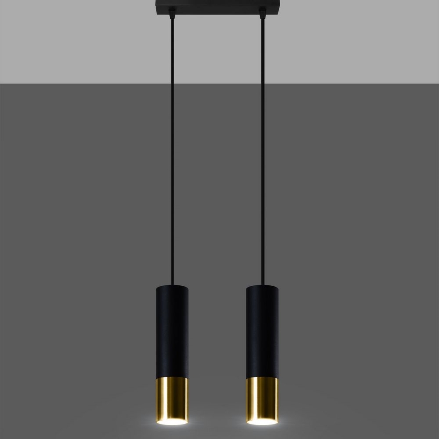 Candeeiro suspenso LOOPEZ 2xGU10/10W/230V preto/dourado
