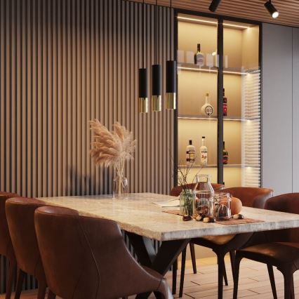 Candeeiro suspenso LOOPEZ 3xGU10/10W/230V preto/dourado