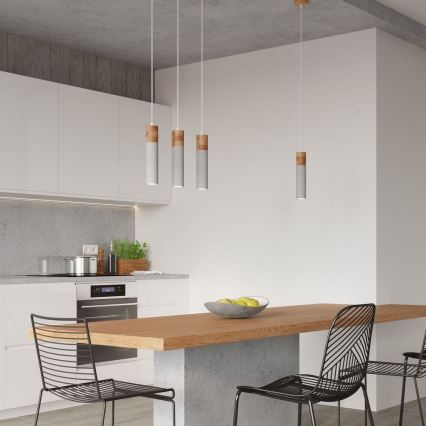 Candelabro suspenso ZANE 1xGU10/40W/230V betão/Bétula/faia