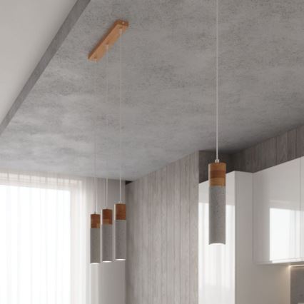 Candelabro suspenso ZANE 1xGU10/40W/230V betão/Bétula/faia