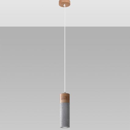 Candelabro suspenso ZANE 1xGU10/40W/230V betão/Bétula/faia