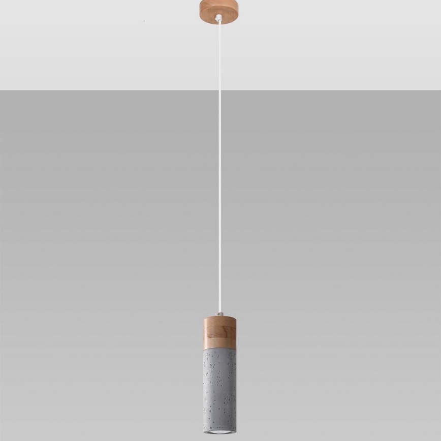 Candelabro suspenso ZANE 1xGU10/40W/230V betão/Bétula/faia