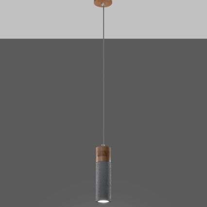 Candelabro suspenso ZANE 1xGU10/40W/230V betão/Bétula/faia