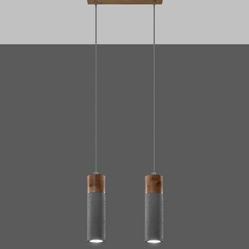 Candelabro suspenso ZANE 2xGU10/40W/230V betão/Bétula/faia