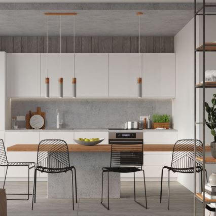 Candelabro suspenso ZANE 3xGU10/40W/230V betão/Bétula/faia