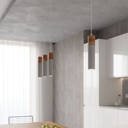 Candelabro suspenso ZANE 3xGU10/40W/230V betão/Bétula/faia