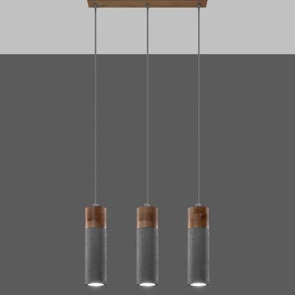 Candelabro suspenso ZANE 3xGU10/40W/230V betão/Bétula/faia