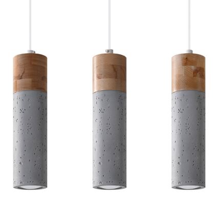 Candelabro suspenso ZANE 3xGU10/40W/230V betão/Bétula/faia