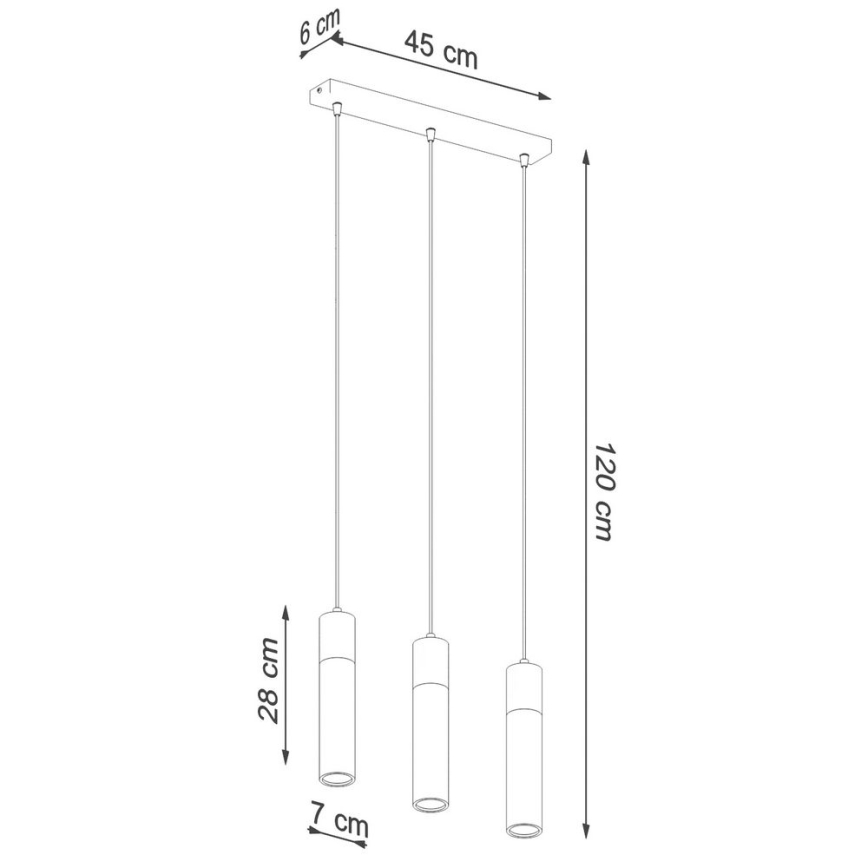 Candelabro suspenso ZANE 3xGU10/40W/230V betão/Bétula/faia