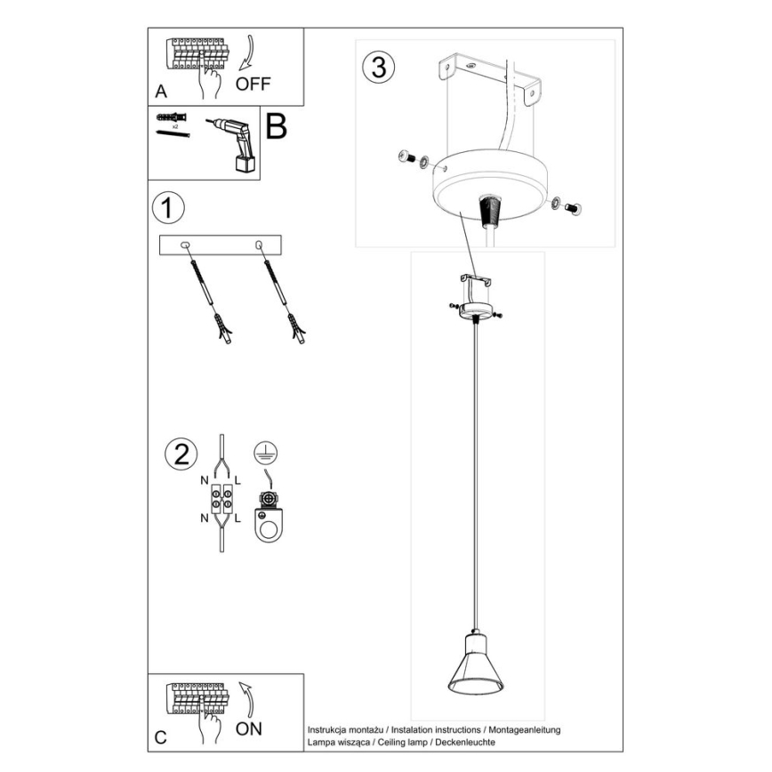 Candelabro suspenso TALEJA 1xE27/60W/230V branco