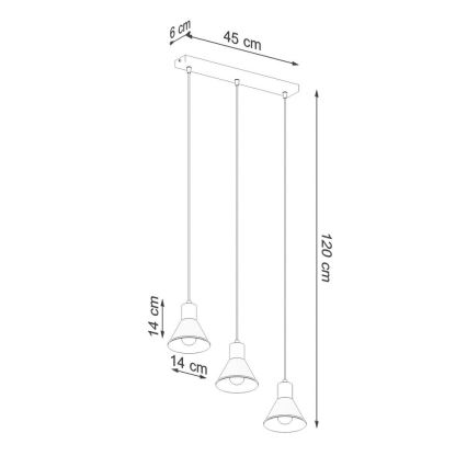 Candelabro suspenso TALEJA 3xE27/60W/230V preto
