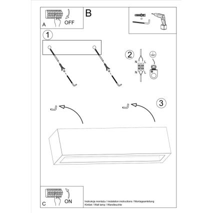 Iluminação de parede VEGA 2xE27/60W/230V 50 cm betão